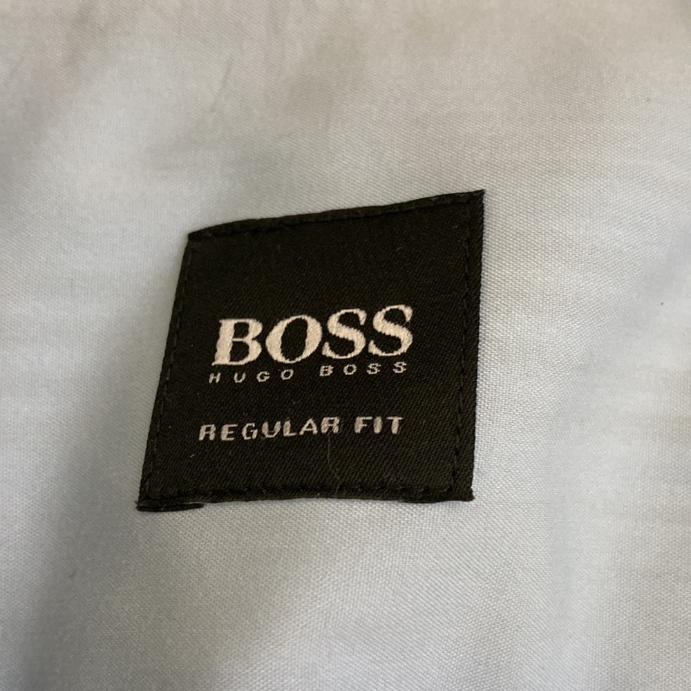 Hugo Boss Men's Dress Shirt Turkish Cotton Stripes White/Blue/Gray Size 16/33 - Picture 6 of 9